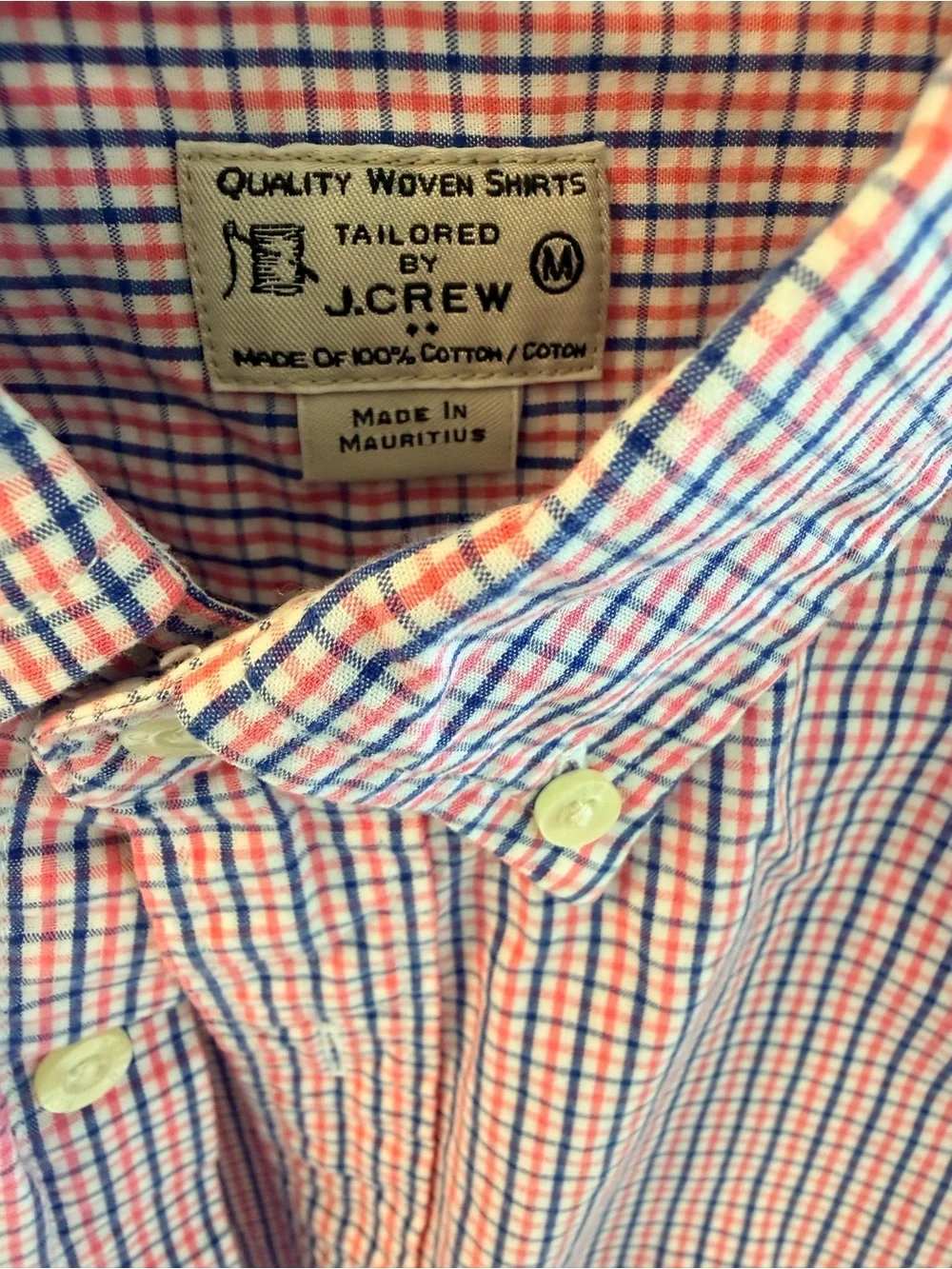 J. Crew Pink and Blue Micro-Check Button-Down Shirt